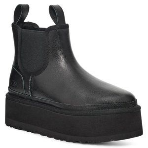 New! UGG Neumel Platform Chelsea Chunky Boot Black Leather Size 7 DD363 1139510